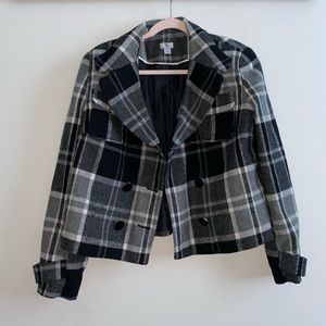 Size Large Cropped Plaid Jacket